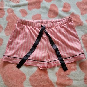 Victorias Secret pink striped shorts with dark gray drawstring size M
